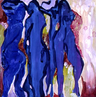 Scene of Exchange, 2002, acrylic on wood, 18 x 18 cms